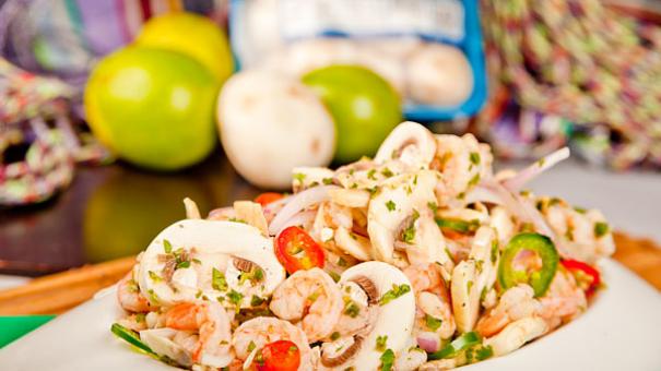 Ceviche de champiñones blancos setas de cuivá